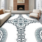 Pale Blue Floral Medallion Symmetry Rug