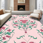Pink Floral Swirl Botanical Rug