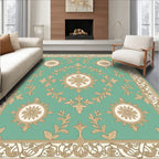 Teal Golden Medallion Acanthus Border Rug