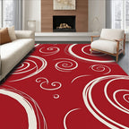 Crimson Red Swirling Abstract Rug
