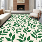 Deep Green Leafy Branches Pattern Rug
