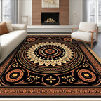 Ornate Black Ochre Mandala Rug