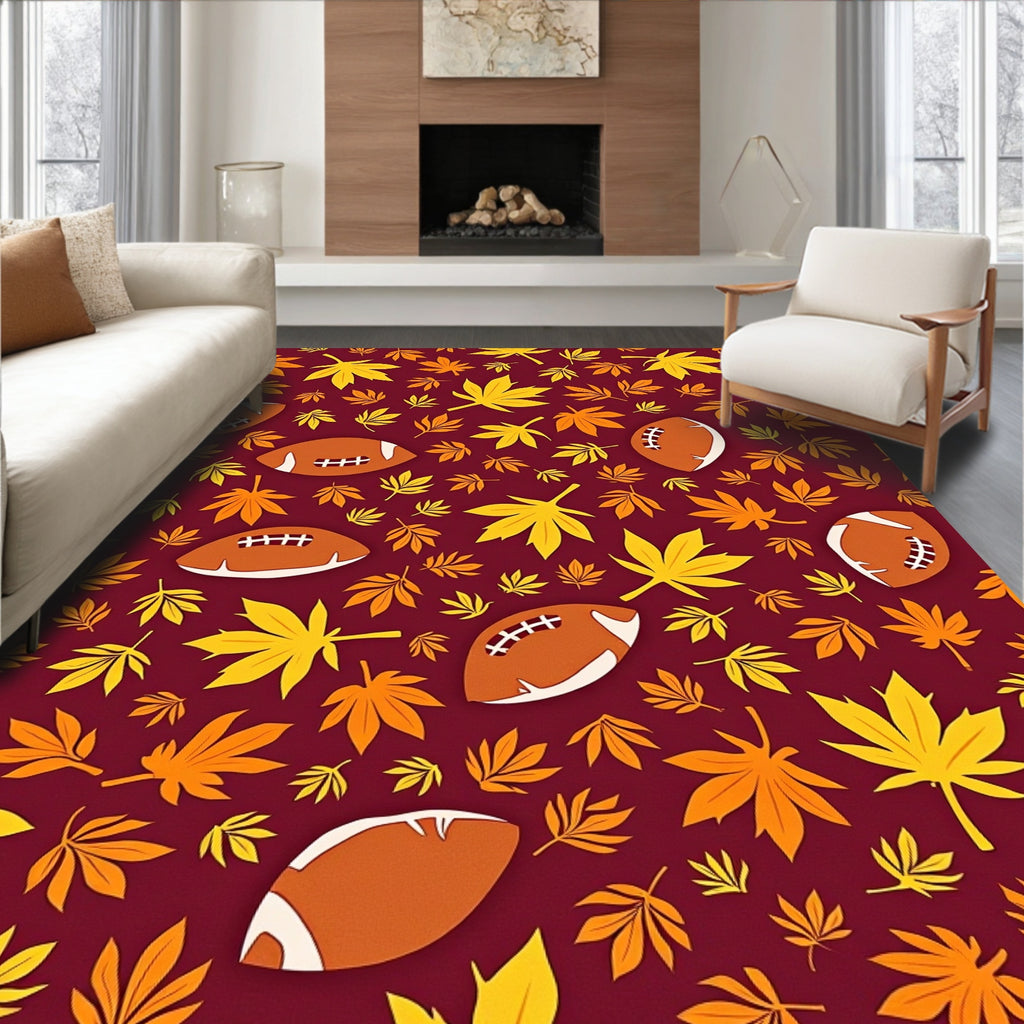 Crimson Leaf Football Medley Rug