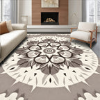 Monochromatic Radial Floral Mandala Rug