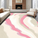 Soft Pink Beige Abstract Swirl Rug