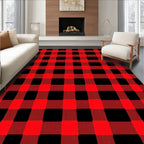 Red Black Buffalo Check Plaid Rug
