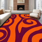 Vibrant Orange Plum Swirls Rug