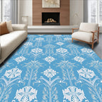 Blue Floral Damask Ornament Rug