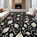 Cream Floral Vine Scrollwork Rug