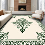 Traditional Dark Green Floral Garden Rug