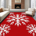 Crimson White Snowflake Collection Rug