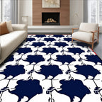 Bold Navy White Abstract Tile Rug