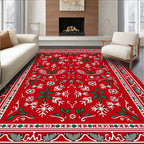 Festive Red Winter Snowflake Vines Rug