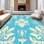 Ornate Cream Leafy Scrollwork Rug