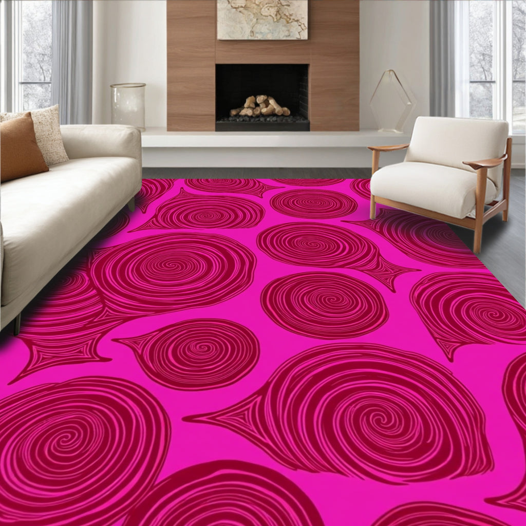 Pink Magenta Swirl Abstract Forms Rug