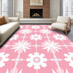 Pink White Starburst Geometric Repeat Rug