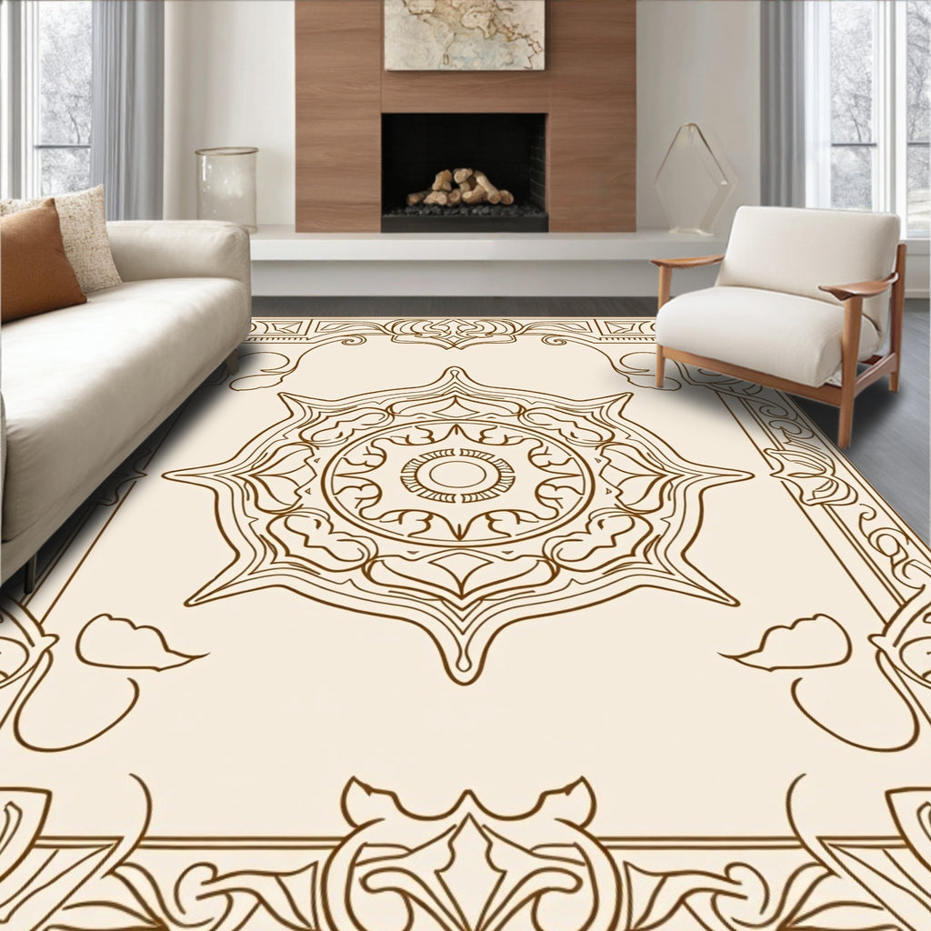 Vintage Neutral Lotus Medallion Rug