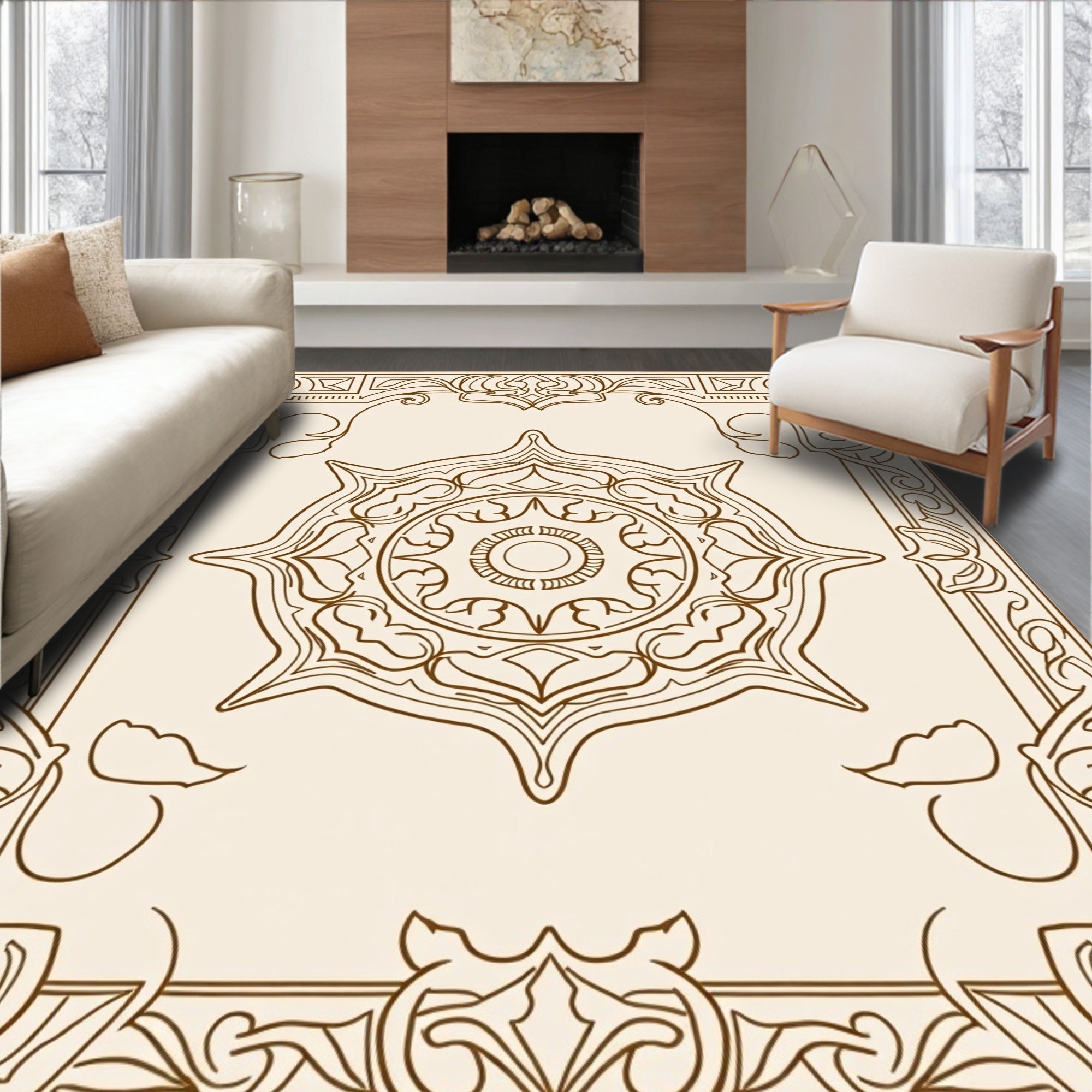 Vintage Neutral Lotus Medallion Rug