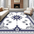 Grand Navy Floral Medallion Centerpiece Rug