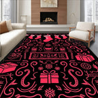 Crimson Christmas Stocking Fireplace Collection Rug