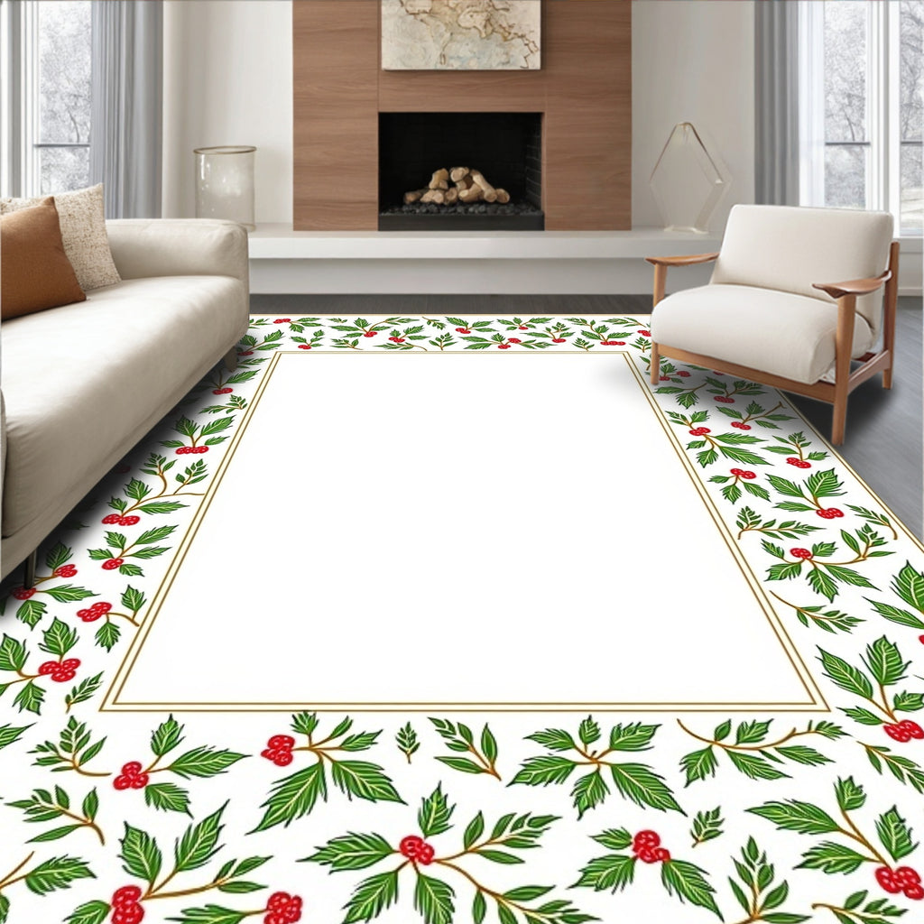 Green Holly Berry Frame Rug