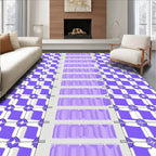 Purple Geometric Diamond Lattice Stripe Rug