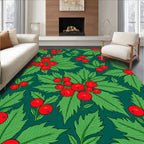 Vibrant Green Holly Berry Clusters Rug