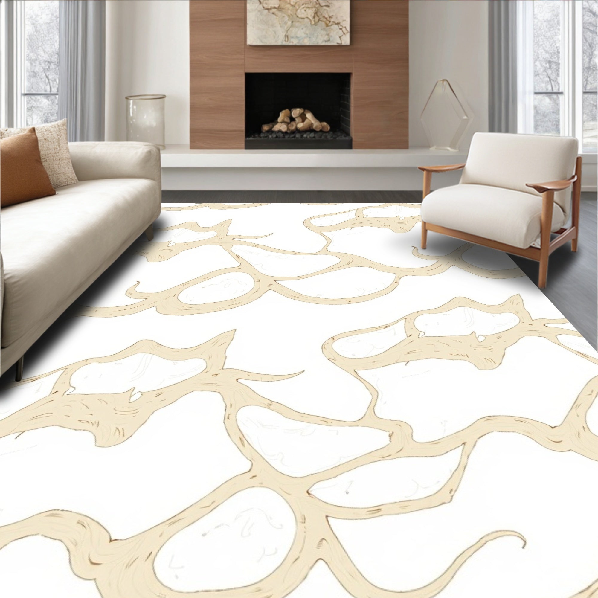 Neutral Beige Organic Flow Rug