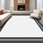 Minimalist Dark Gray White Frame Rug