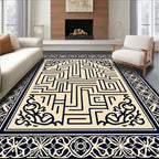 Aesthetic Navy Maze Border Rug