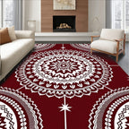 Crimson White Intricate Mandala Rug