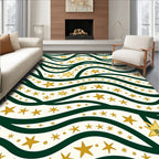 Golden Starry Waves on Cream Rug