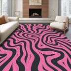 Hot Pink Abstract Swirl Lines Rug