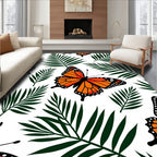 Vibrant Orange Butterfly Palm Leaf Rug