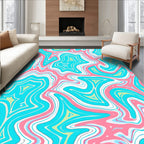Vibrant Pink Teal Abstract Swirl Rug