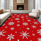 Winter White Snowflake All-Over Red Rug