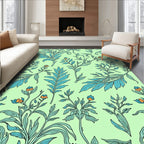 Aqua Blue Orange Blossom Floral Rug