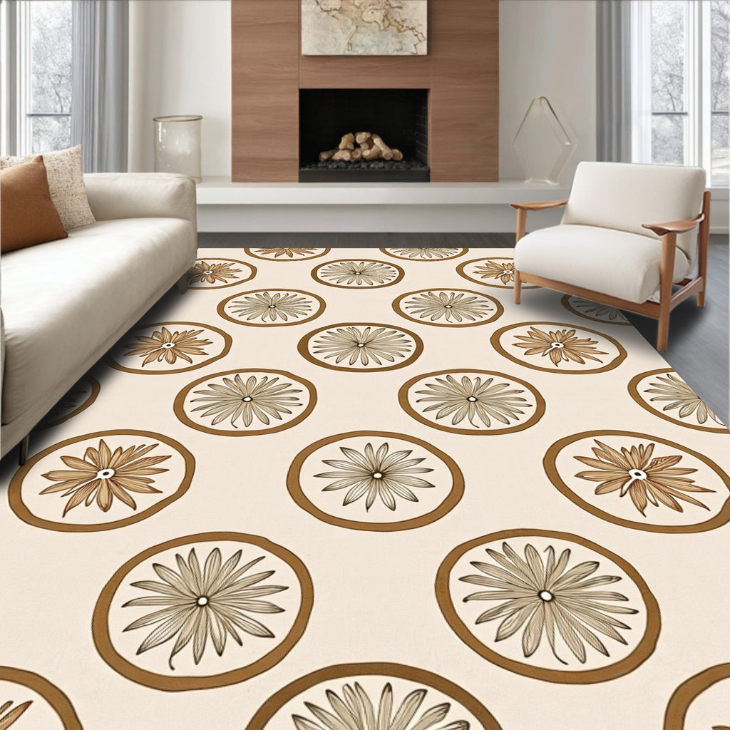 Retro Floral Medallion Earth Tone Rug