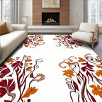 Burgundy Mustard Floral Scrollwork Garland Rug