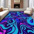 Vibrant Swirls Blue Pink Abstract Rug