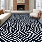 Minimalist White Maze Lines Rug