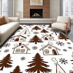 Cozy Winter Village Snowflakes Trees Rug