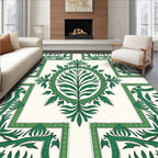 Emerald Green Floral Vine Medallion Rug