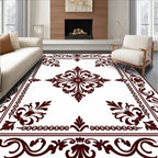 Dark Red Traditional Floral Scroll Rug