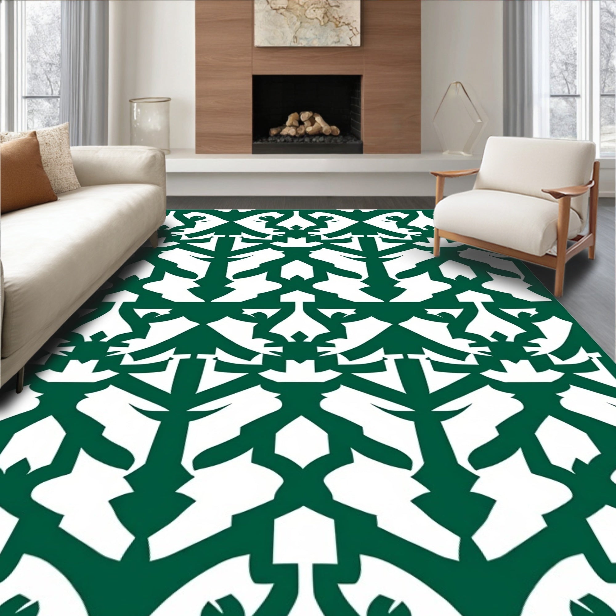 Forest Green Interlocking Arch Rug