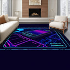 Retro Cyber Circuits Futuristic Tech Display Rug