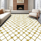Golden Starburst Lattice Grid Rug