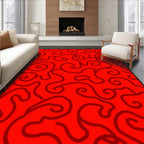 Vibrant Red Swirls Abstract Rug
