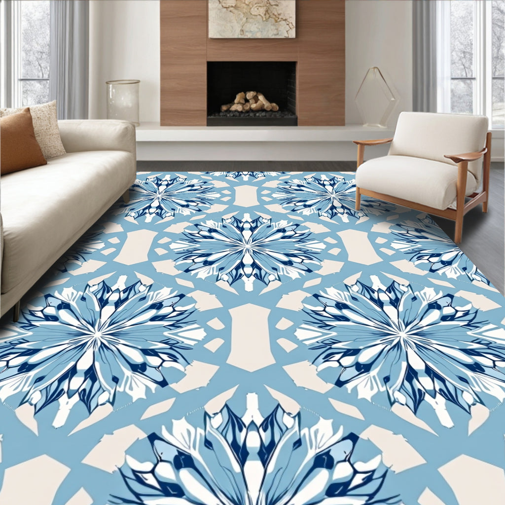 Azure Blue Radial Starburst Rug