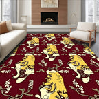 Golden Yellow Abstract Floral Motif Rug